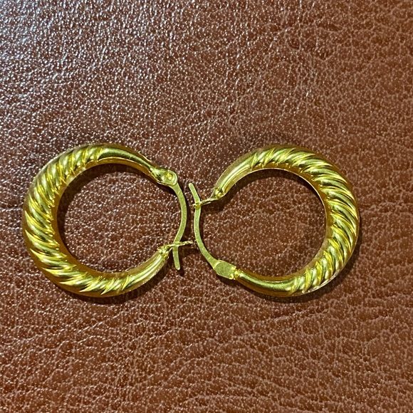 21k Gold Loop Earrings - Picture 4 of 7